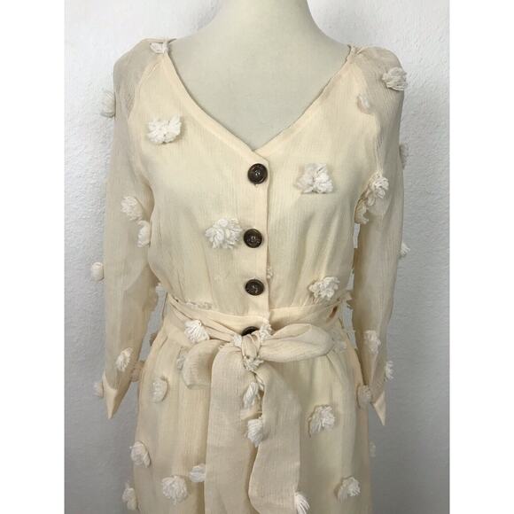 Listicle Melena Semi Sheer Pom Pom Belted Midi Shirt Dress - Picture 2 of 12